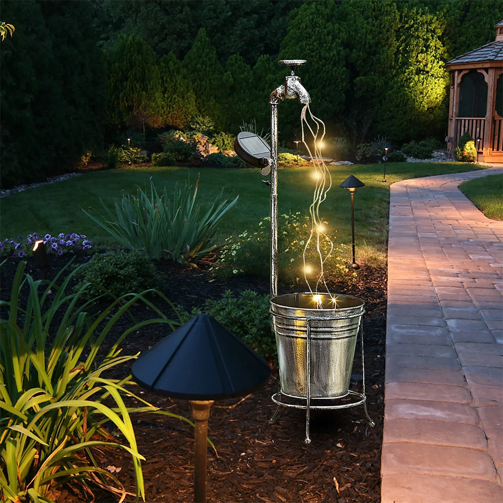 

Solar LED Faucet Light Garden Lawn Stake Flower Plant Pot Holder Lamp LED Light Flow String Decoration Outdoor Solar Faucet Lamp