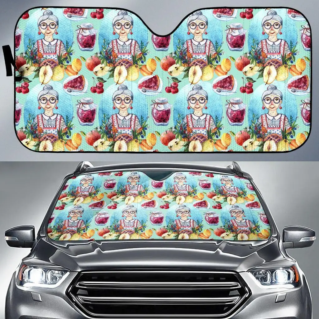 

Nana Grandma Print Pattern Auto Sun Shade Car Windshield Window Cover Sunshade