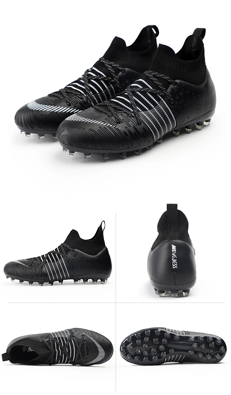Men High Top Football Boots FG/TF Anti-Slip Soccer Shoes Kids Training High Ankle Soccer Boots Outdoor Long Spike Sneakers 2023