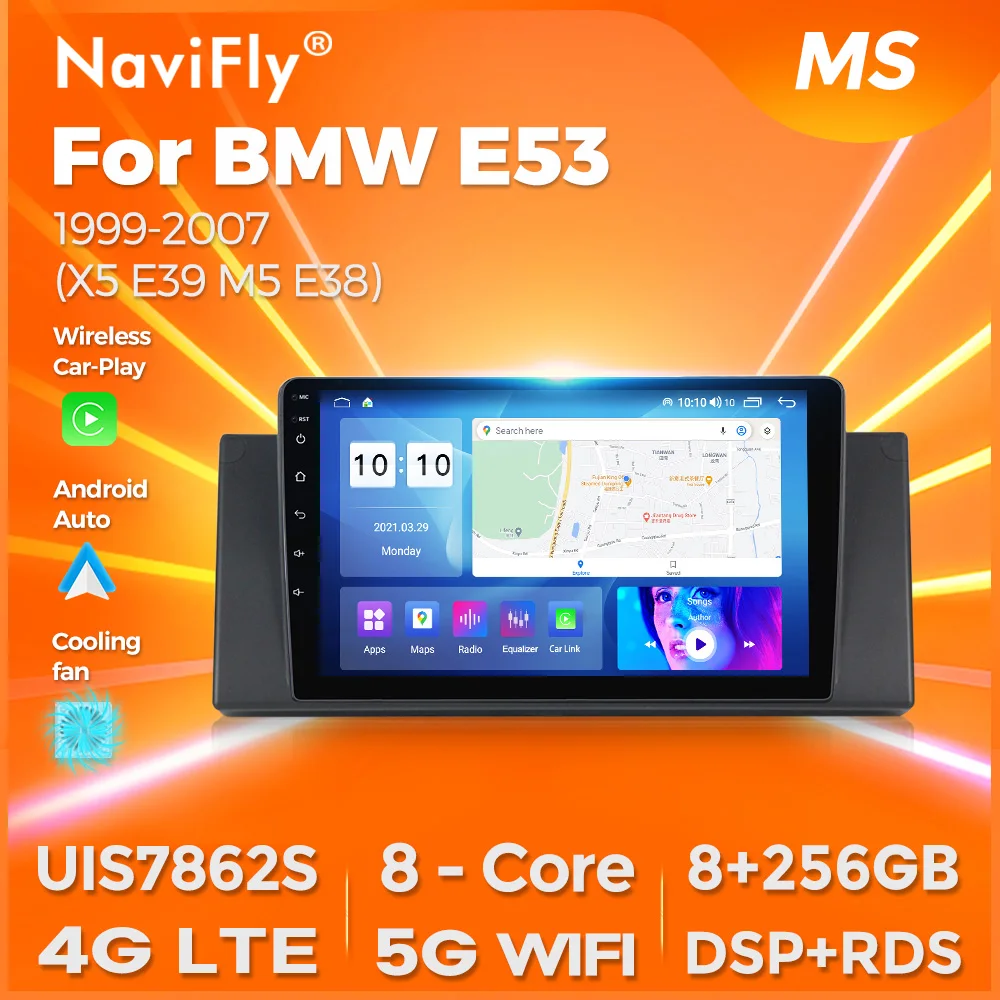 Автомобильный Мультимедийный Плеер Navifly Android 9 Футов Для BMW X5 E53 E39 1999-2006 WiFi Carplay Auto 4G