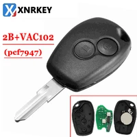 xnrkey 2 button remote key pcf7947 chip 433mhz vac102 blade round button for renault car remote key