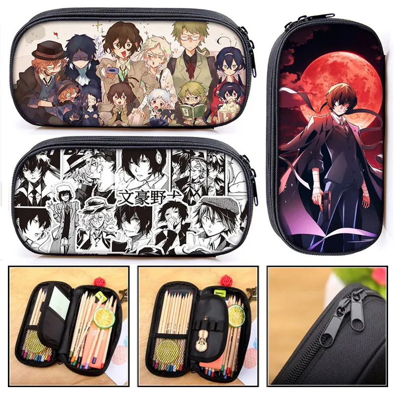 

Anime Bungo Stray Dogs Cosmetic Case Pencil Bag Nakahara Chuuya Dazai Stationary Bag Bungou Stray Dogs Pencil Box School Case