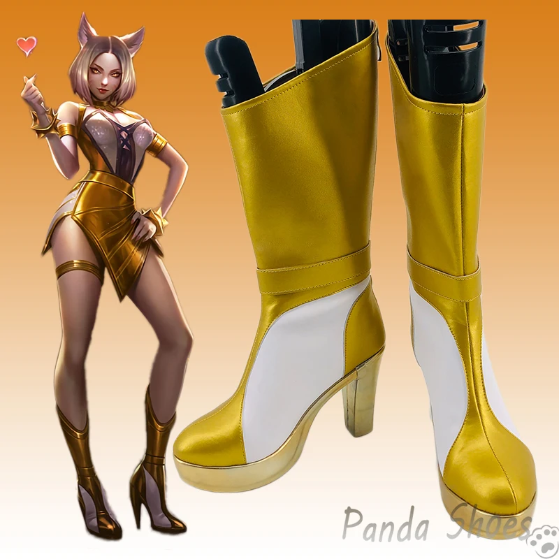

LOL Ahri Cosplay Shoes Anime Game League of Legends Cos Golden Long Boot Fox Ahri Cosplay Costume Prop Shoes for Halloween Party