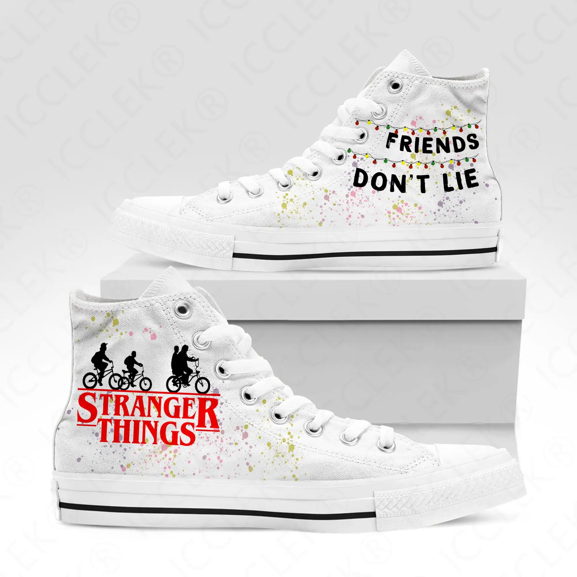 

Stranger Things Friends Don't Lie High Top Sneakers Mens Womens Teenager Casual Shoes Canvas Running 3D Print Lightweight shoe