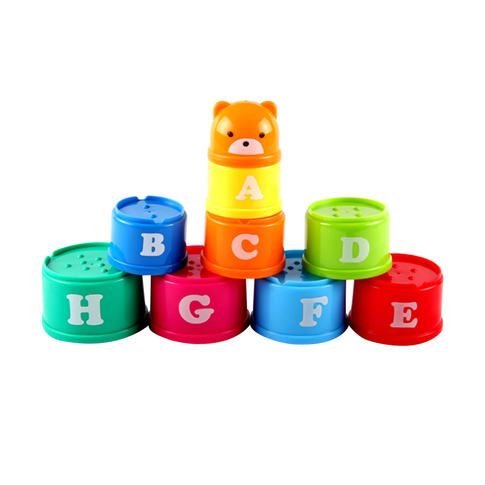 

9pcs Boy Girl Stacking Cup Cute Early Educational 2-3 Years Old Home Plastic Toddlers Toy Nesting Hands Eyes Coordination