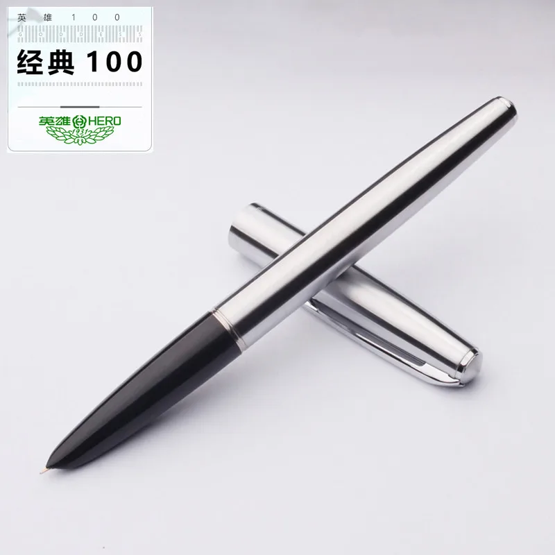 High quality HERO 100 stainless steel Fountain Pen INK PENS box set gold 14K nib Stationery Student Office school supplies