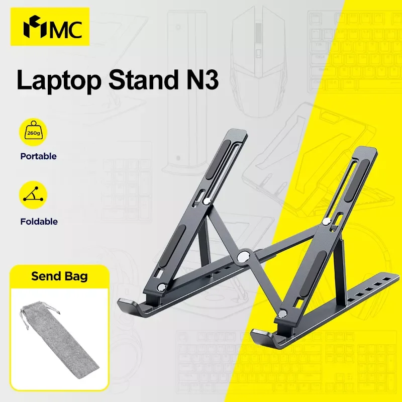 

MC N3 Portable Laptop Stand Aluminium Foldable Stand Compatible with 10 to 15.6 Inches Laptops For Macbook Lenovo DELL