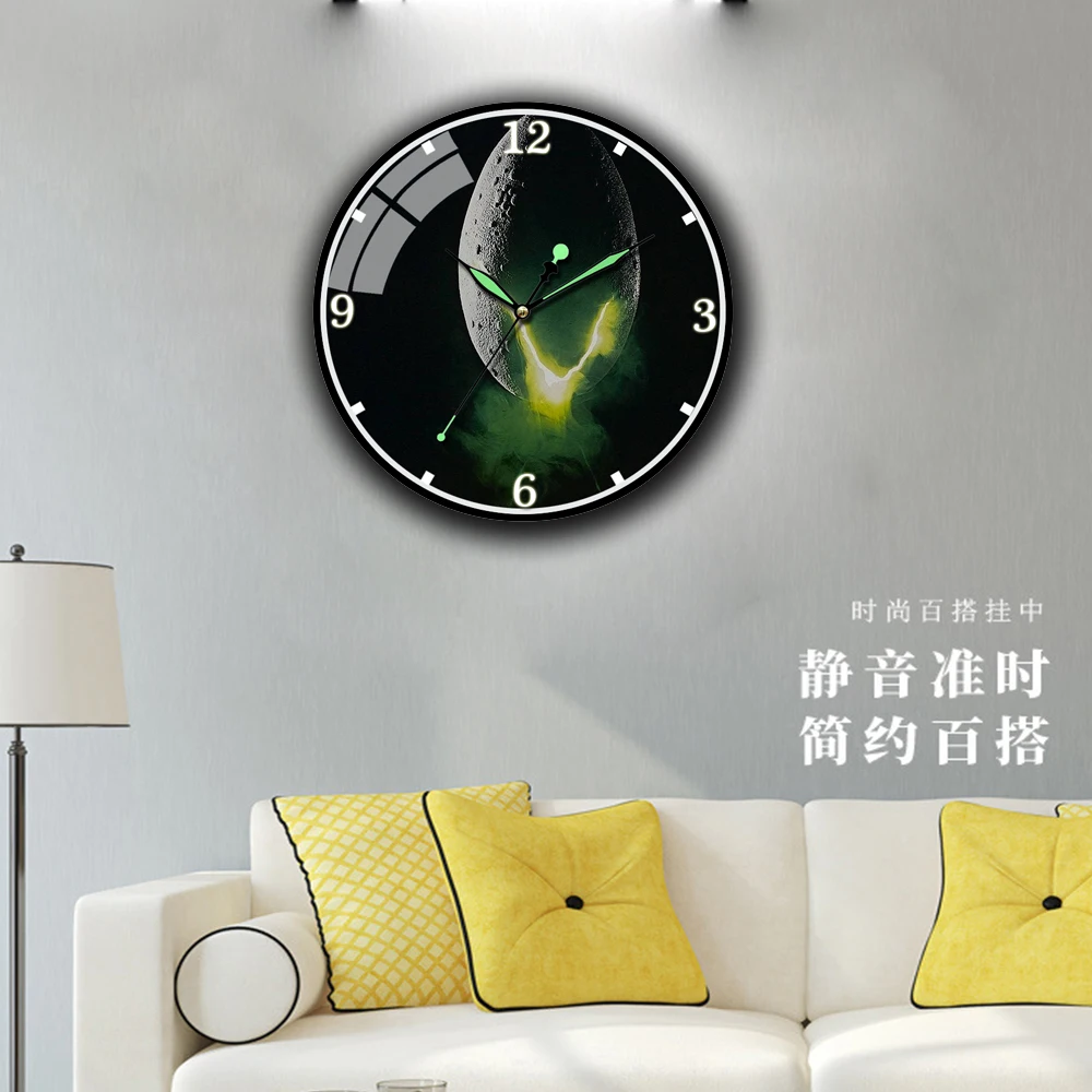 

Alien Egg Outer Space Quote UFO Abduction Wall Clock Quartz Clock Home Decorate For Living Room