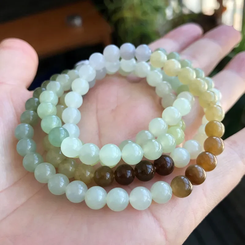 Браслет из натуральных нефритовых бусин Duobao 6 мм постепенное изменение цвета