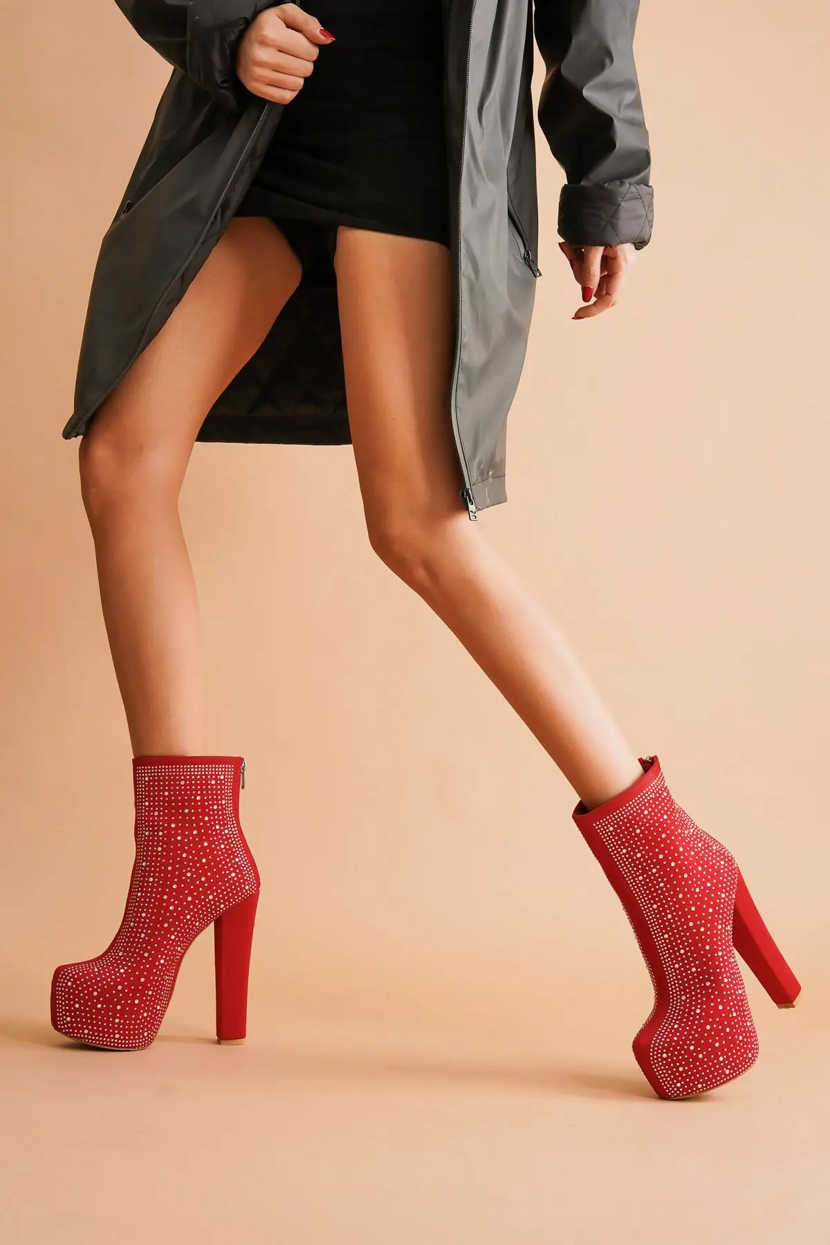 

Women's Fashion Handmade Special Suede Stone High Heels Boots