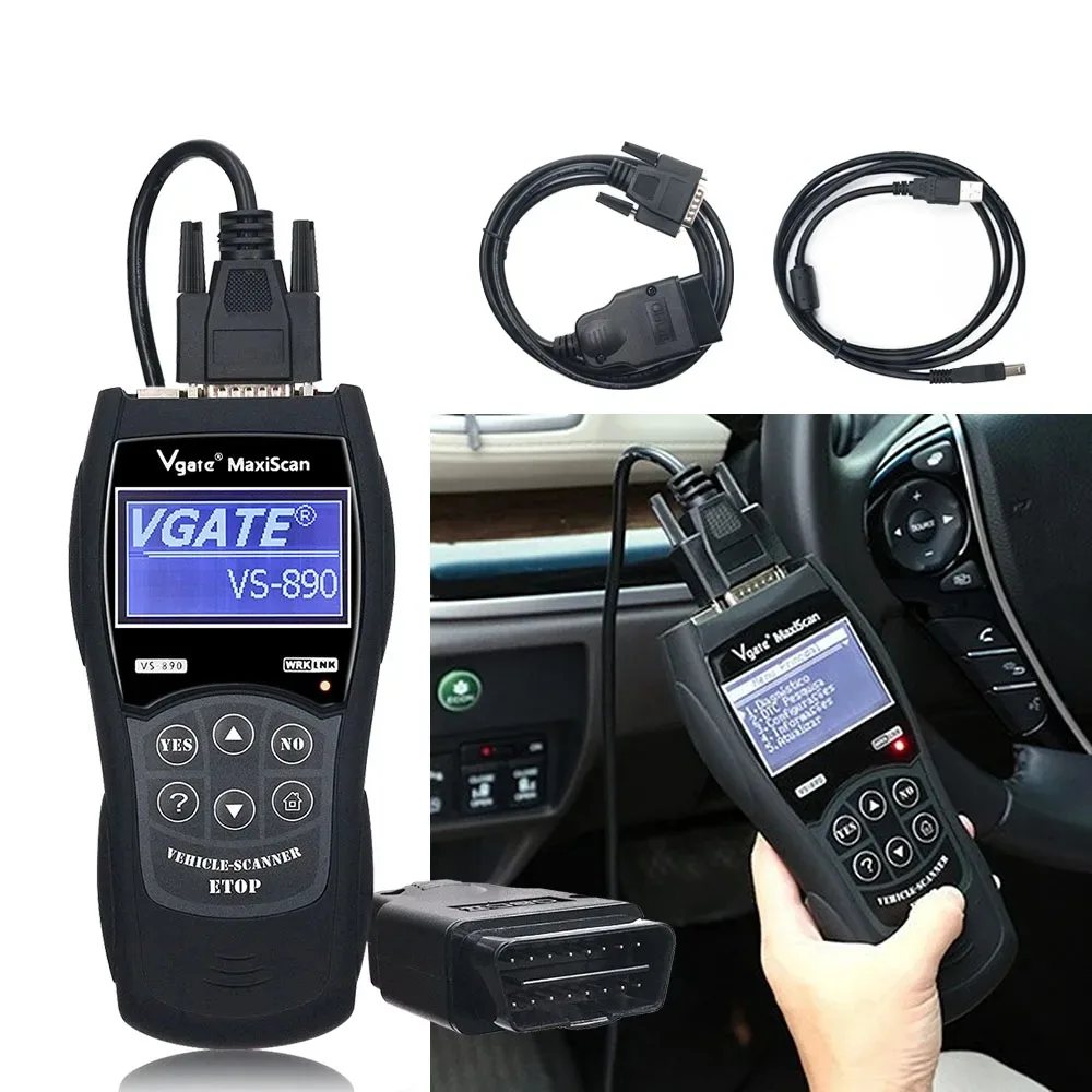 Фото Новейший сканер OBD2 Maxiscan Vgate VS890, считыватель кодов неисправностей, универсальный диагностический инструмент для автомобилей OBD 2 II OBDII VS 890 №3