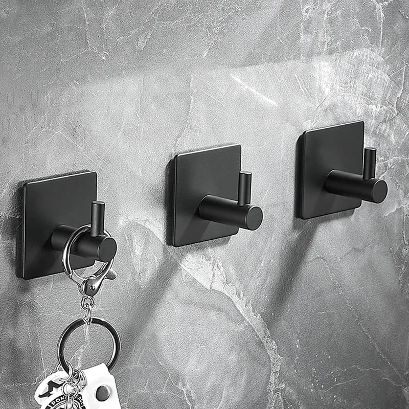 

Черный крючок для халата, настенный крючок для ключей, роскошный крючок для полотенец, крючок для пальто из нержавеющей стали для ванной ком...
