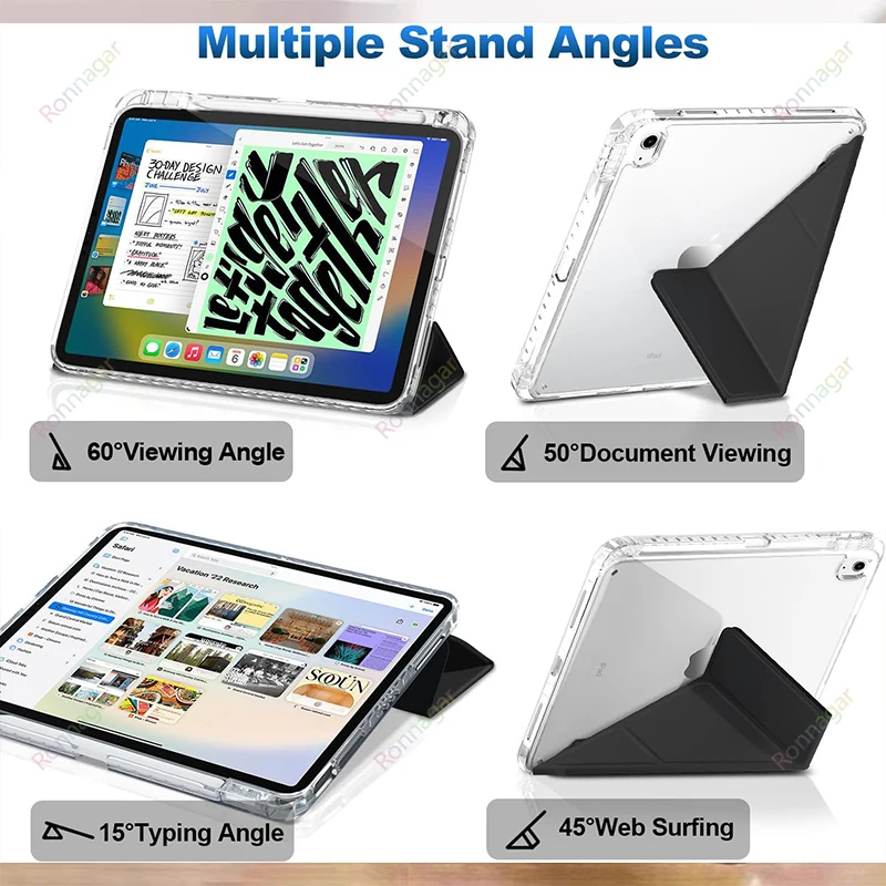 Для Samsung Galaxy Tab S10 Plus 12 4 дюйма 2024 S9 Чехол S Pen Holder Многоугольный прозрачный чехол для