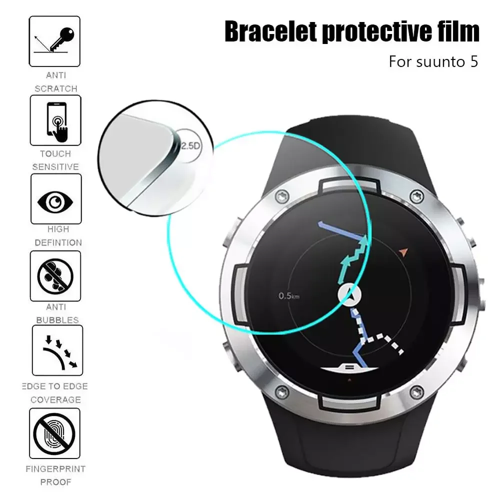 

2pcs Tempered Glass Screen Protector for Suunto 5 Watch Protective Film 3D Cover Watch Screen Tempered Glass