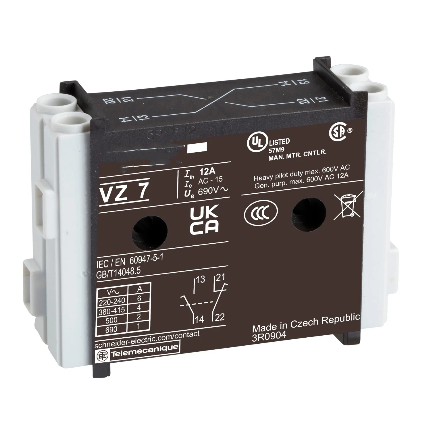 

VZ7 VZ7C TeSys VARIO-вспомогательный Контактный блок-1 NC ранний разрыв + 1 NO late-make