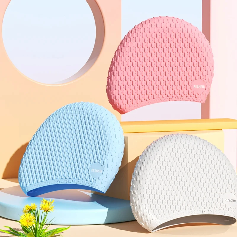 Силиконовая шапочка для плавания взрослых водонепроницаемая женщин и мужчин