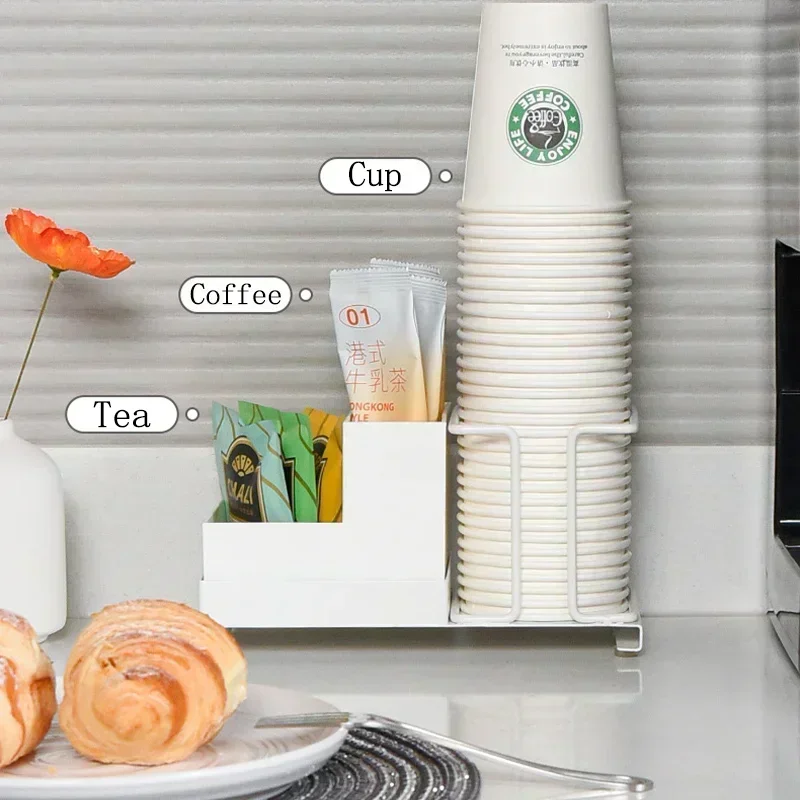

Multifunctional Desktop Storage Rack Shelves Milk Tea Coffee Cup Storage Box Household Disposable CupSundries Organizer Shelf