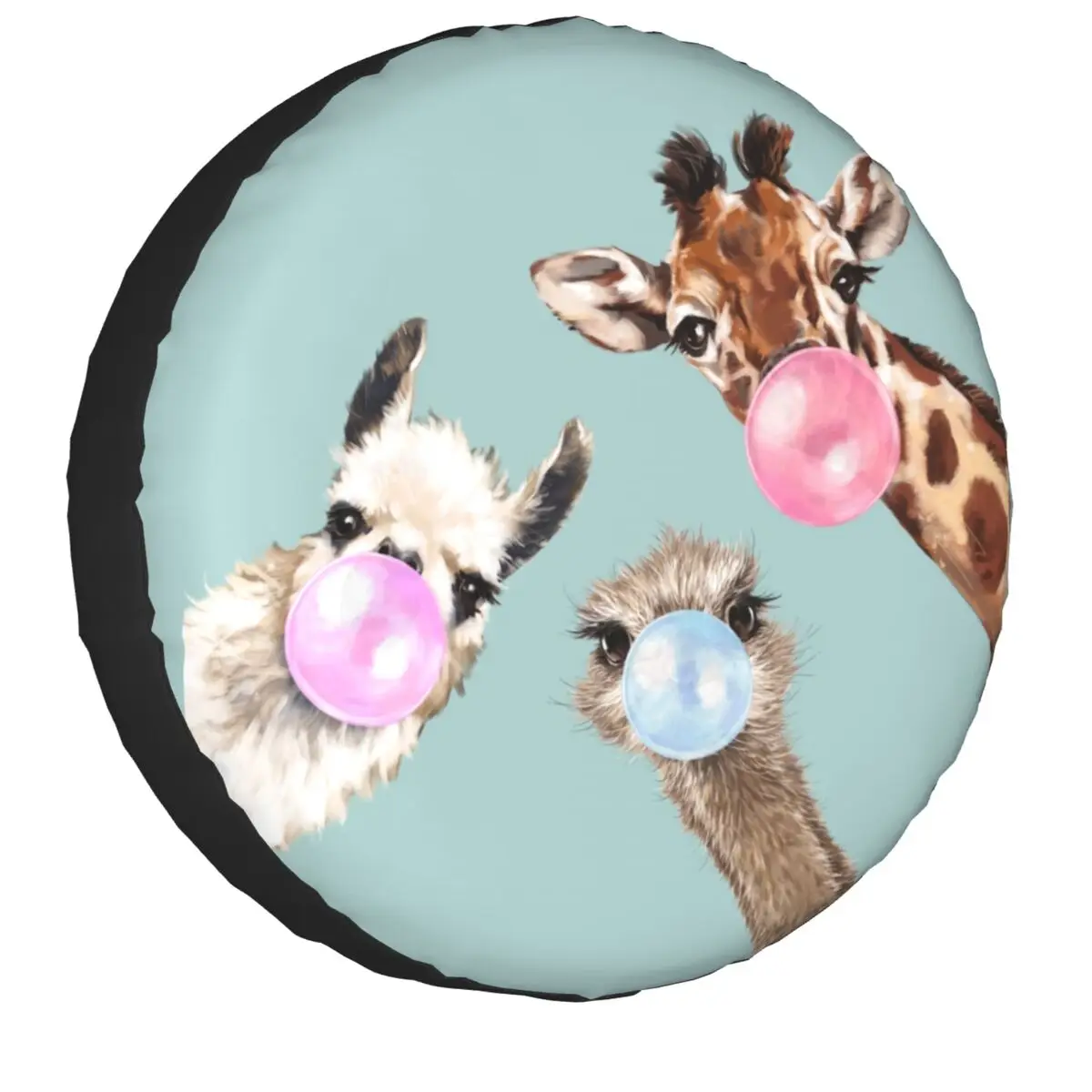 

Custom Llama Bubble Gum Gang In Blue Spare Tire Cover for Alpaca Animal 4WD 4x4 Car Wheel Protectors 14" 15" 16&q