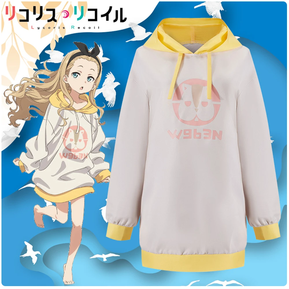 

Lycoris Recoil Косплей Костюм Куруми аниме Lycoris Recoil Kurumi платье Повседневная Толстовка Женский свитшот наряд на Хэллоуин
