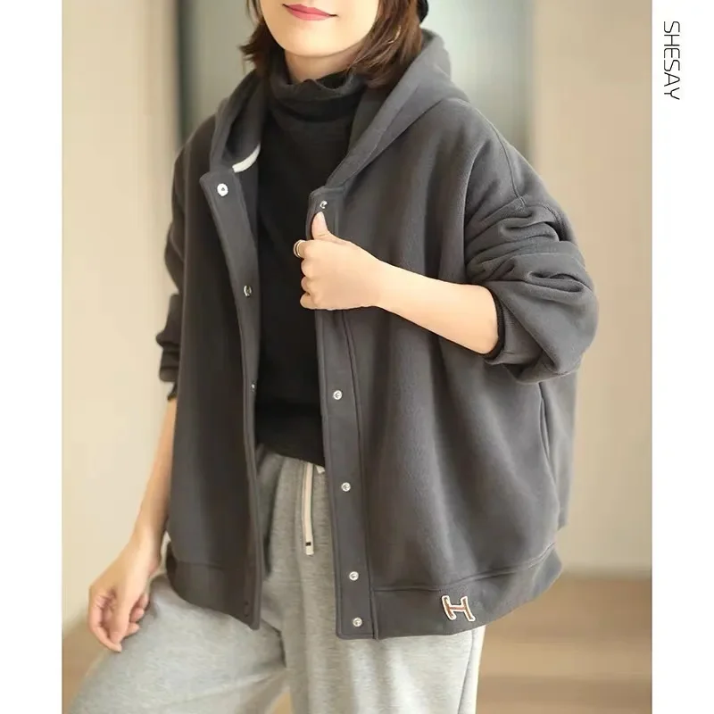 Женская толстовка с капюшоном и длинным рукавом свободного покроя