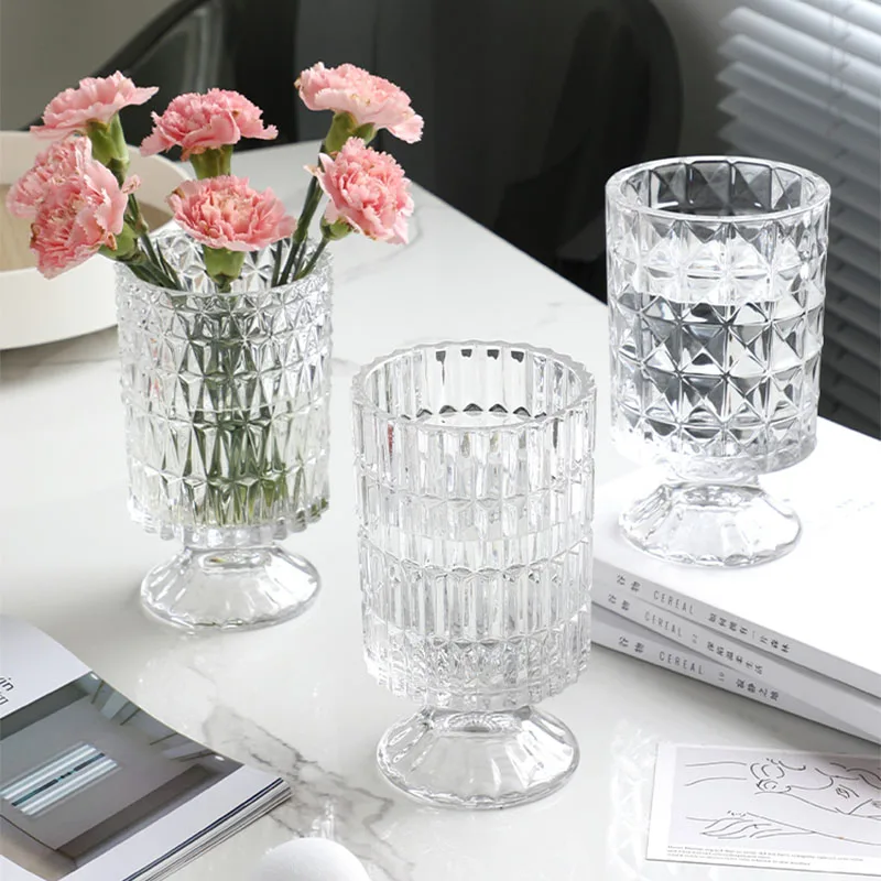 

Crystal Glass Vase Transparent Ornaments European Style Vases Hydroponic Flower Arrangement Bottle Living Room Decoration