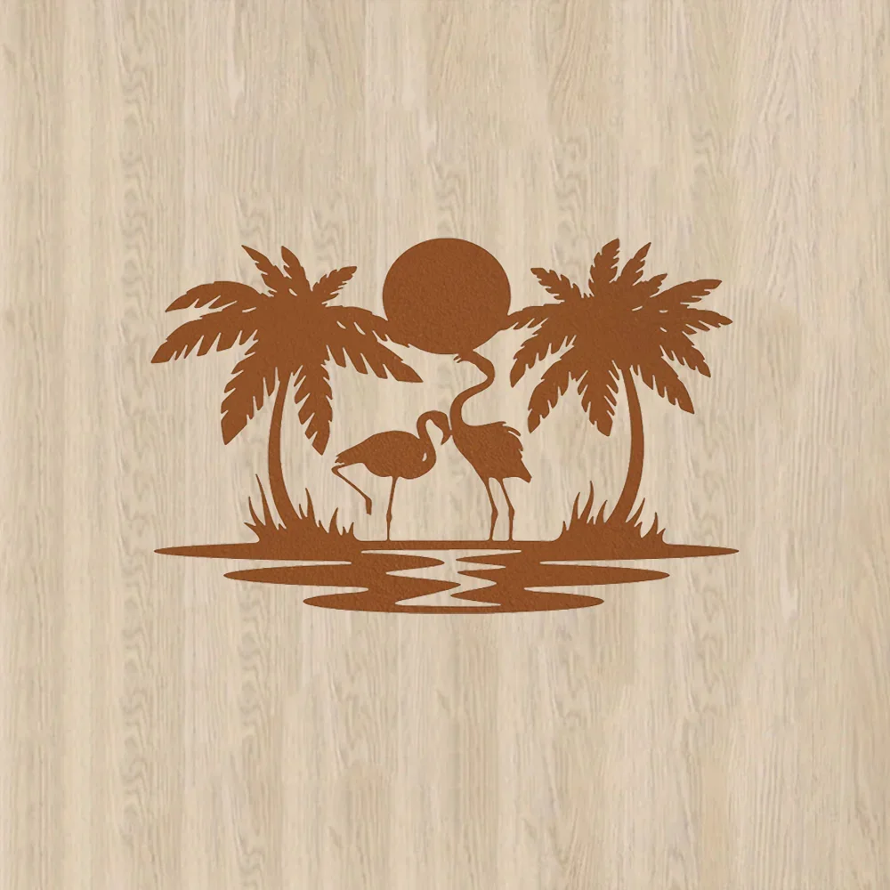 Преобразите свое пространство с помощью металлического фламинго пальмы заката