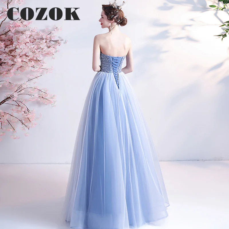 Женское вечернее платье с открытой спиной Тюлевое без бретелек элегантное