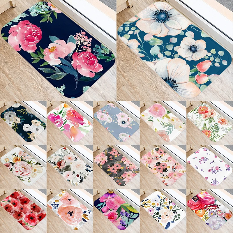 

Домашний декор, красочный цветочный рисунок, рандомный коврик, полиэстеровый коврик, дверной коврик, комнатный напольный коврик, нескользящий коврик alfombra