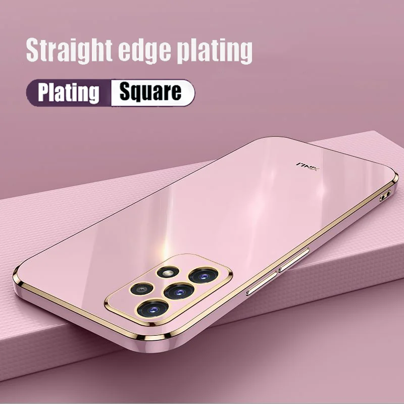 

New Shiny Straight Edge Plating Case for Samsung S22 S21 Ultra S20 FE S10 Plus M32 A52 A72 A82 A32 A22 A51 A71 Antifouling Cover