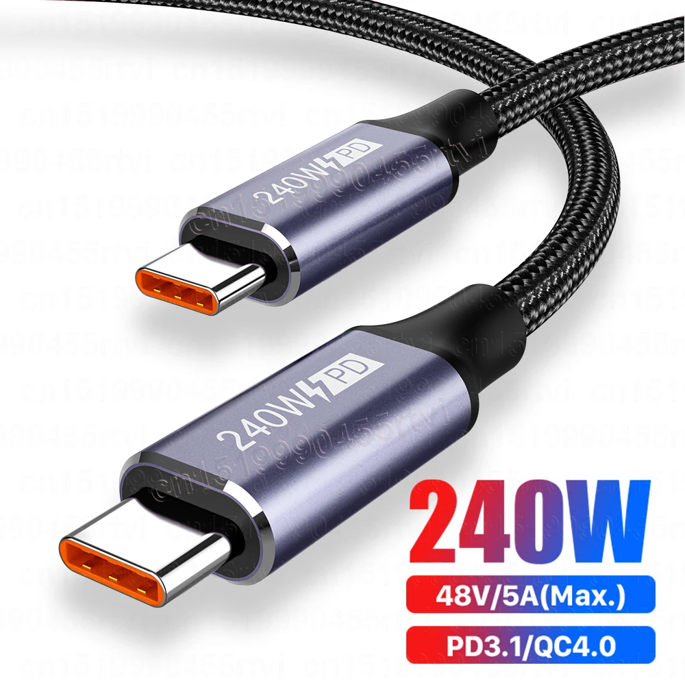 240W USB C to Type C Cable USB-C PD 3.1 Super Fast Charging Charger Wire Type C Cable for Samsung Huawei Latop Tablet USB C Cord