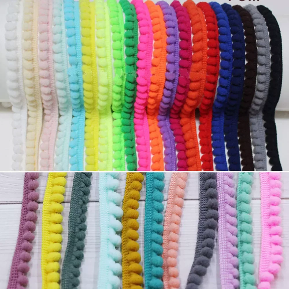 

MINI Pom Poms Trim Lace Ribbon Color Pom Pom Ball Fringe Trim Tassel Sewing Trim for Home Curtain Clothes Pillow Decor