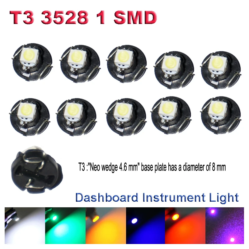 

100pcs T3 T4.2 T4.7 LED Neo Wedge Switch Radio Climate Control Bulb Instrument Dashboard Dash Indicator Light Bulb Ac Panel Bulb