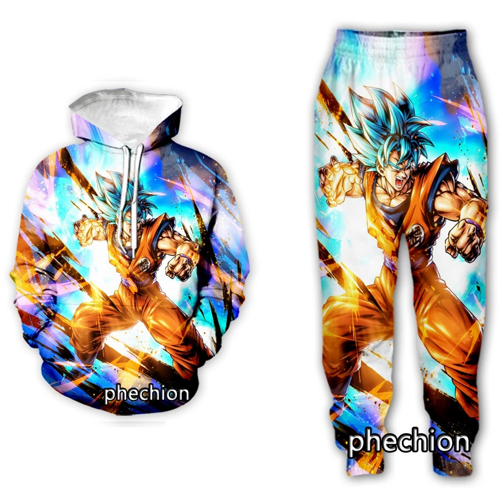 

phechion New Men/Women Super Anime DBZ 3D Print Clothing Long Sleeve Fashion Sweatshirt Hoodies Men Sport Long Pants P39