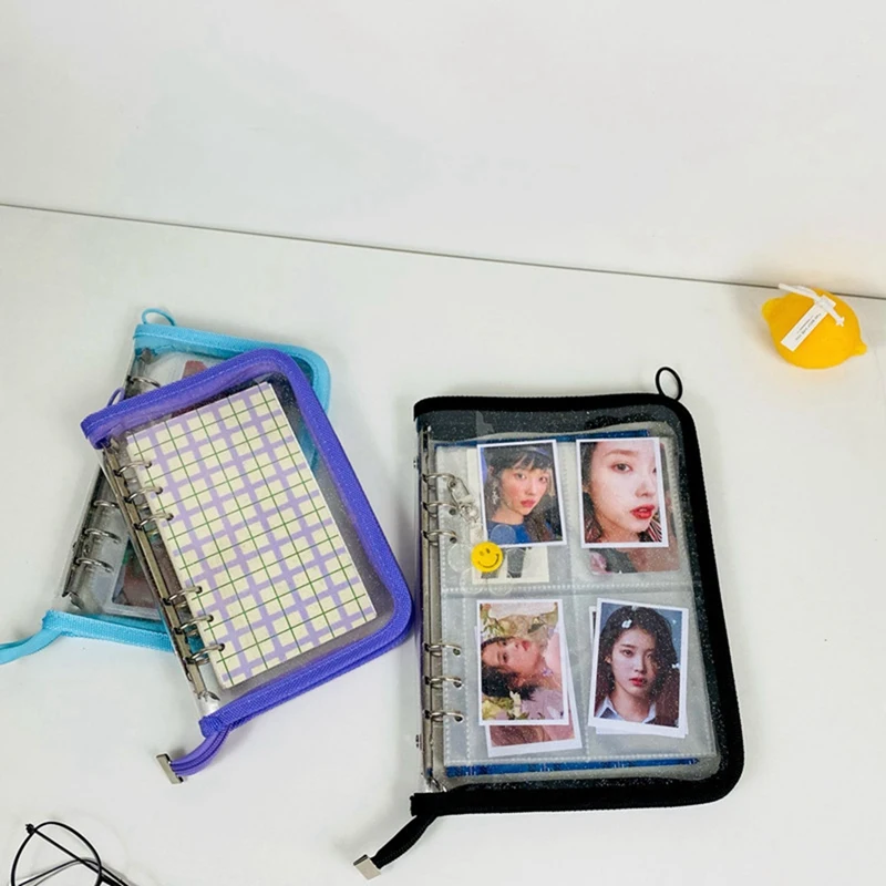 Папка на молнии с 30 шт. фоторукавами альбом Kpop блестящая папка для фотокарт