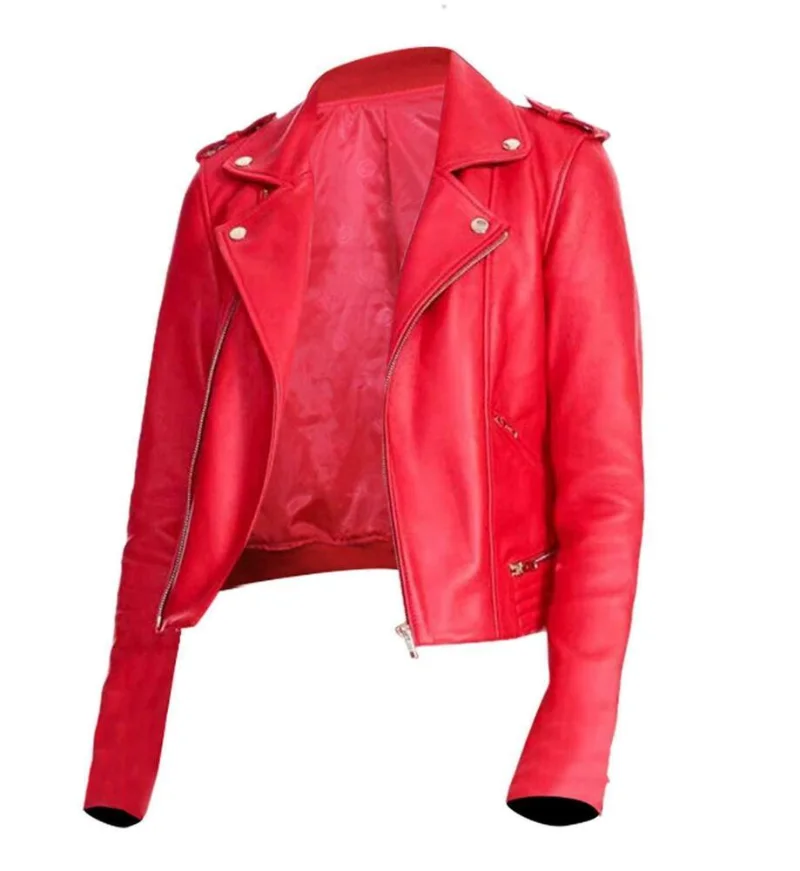 Women Red Jacket Serpents Madelaine Petsch Cheryl Blossom Genuine Leather Jacket Women