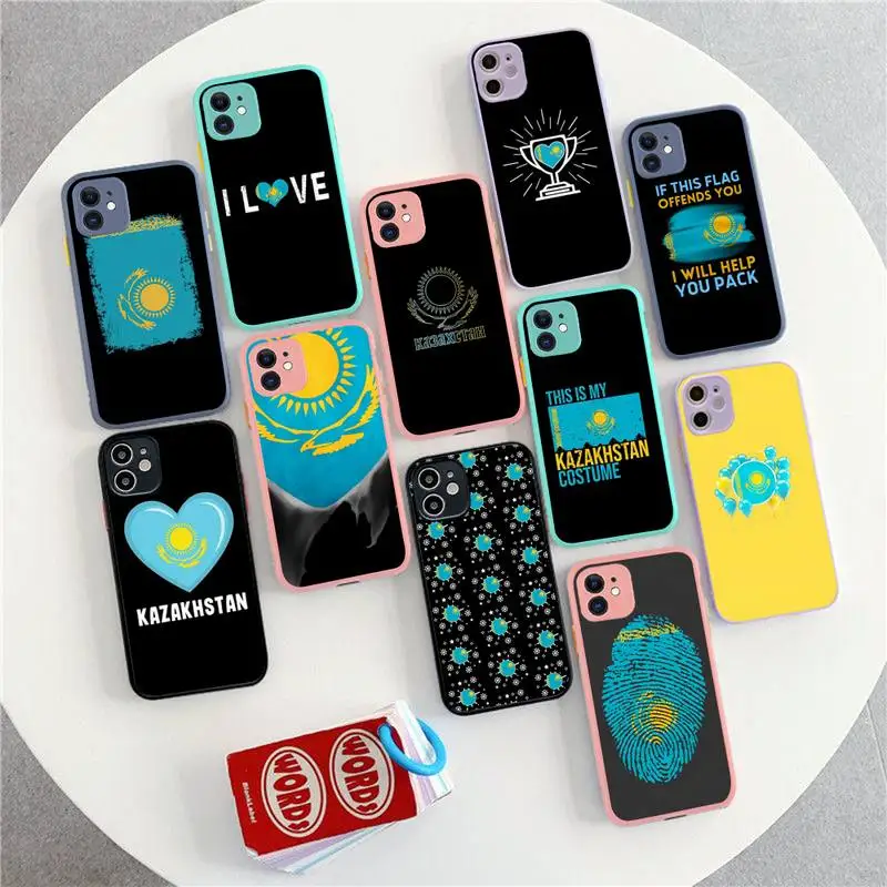 

Kazakhstan flag Phone Case for iPhone 14 11 12 13 Mini Pro Max 8 7 Plus X XR XS MAX Translucent Matte Cover