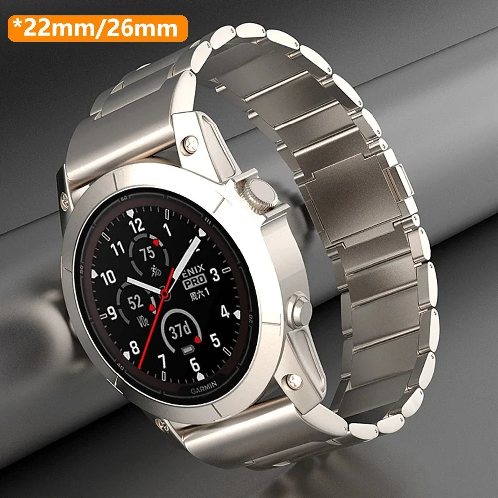 Фото 22 мм, 26 мм. Подходит для Garmin Fenix8 7X MARQ, титановый браслет с магнитной застежкой на три застежки для мужчин. №3