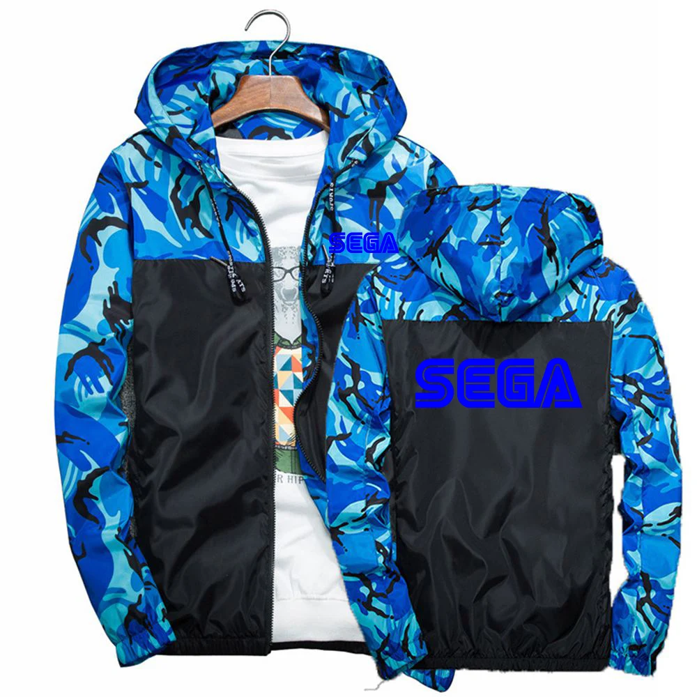 

Sega Logo Men's Spring and Autumn Fashion Hight Quality Splicing Print Camouflage Versatile Casual Comfortable Camo Coats