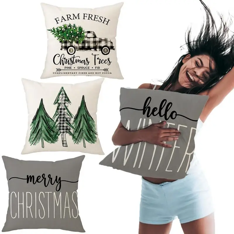 

Наволочка для дивана, зимняя тематическая Праздничная наволочка для диванов, стульев, кровати, 4 шт.