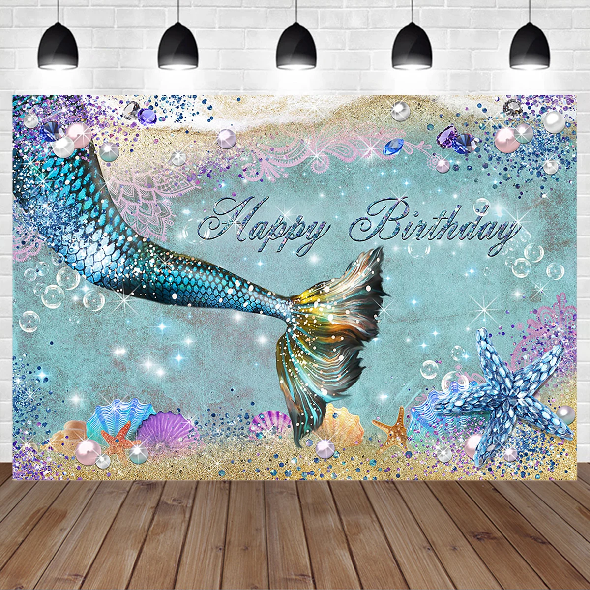 

Mocsicka подводная русалка весы для дня рождения для маленьких девочек жемчужные ракушки Алмазные блестки фото фон для новорожденных Фотостудия