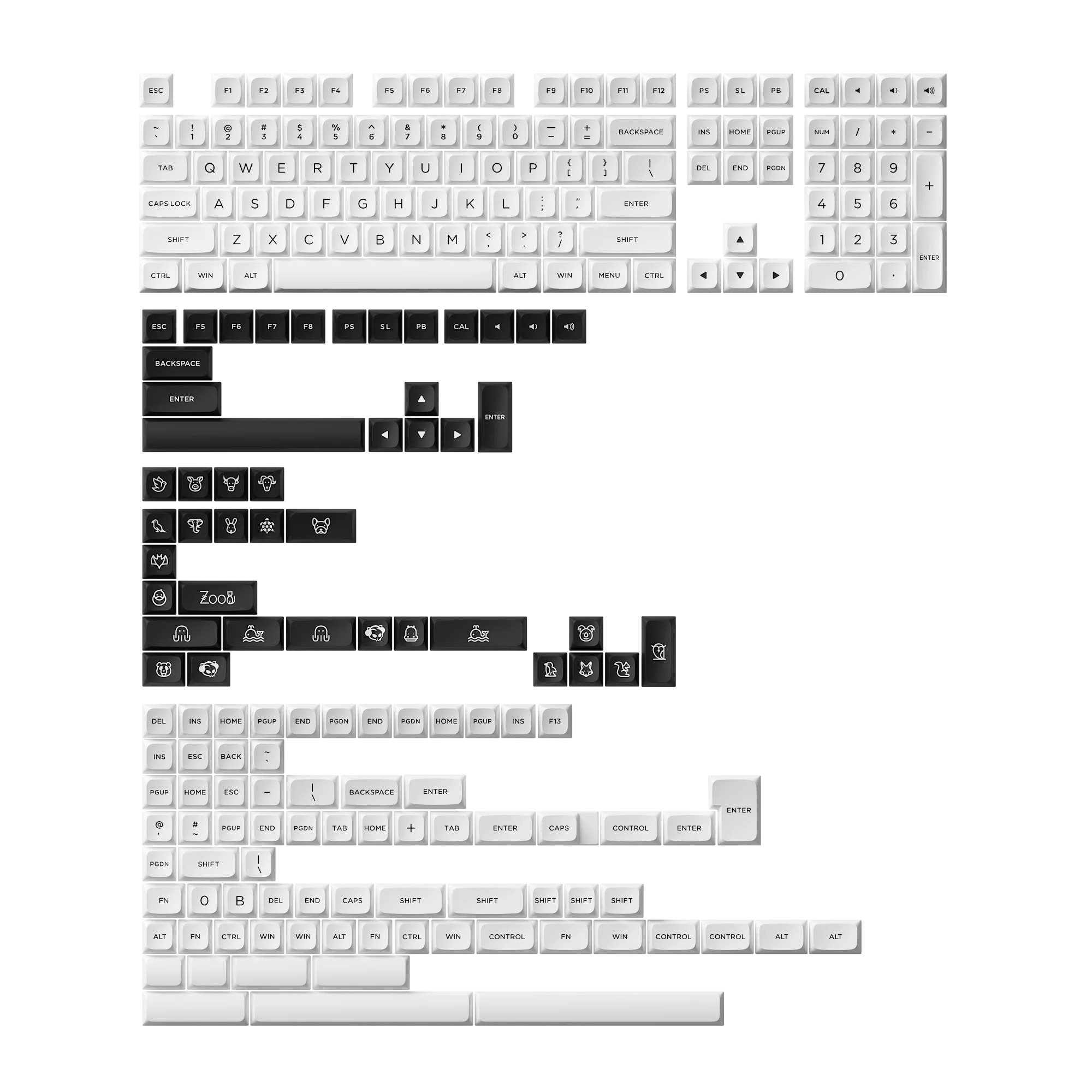 

Набор черно-белых колпачков для клавиш Akko 227 клавиши MDA профиль PBT колпачки для двойных колпачков клавиш совместимы с механической клавиатурой MX на заказ