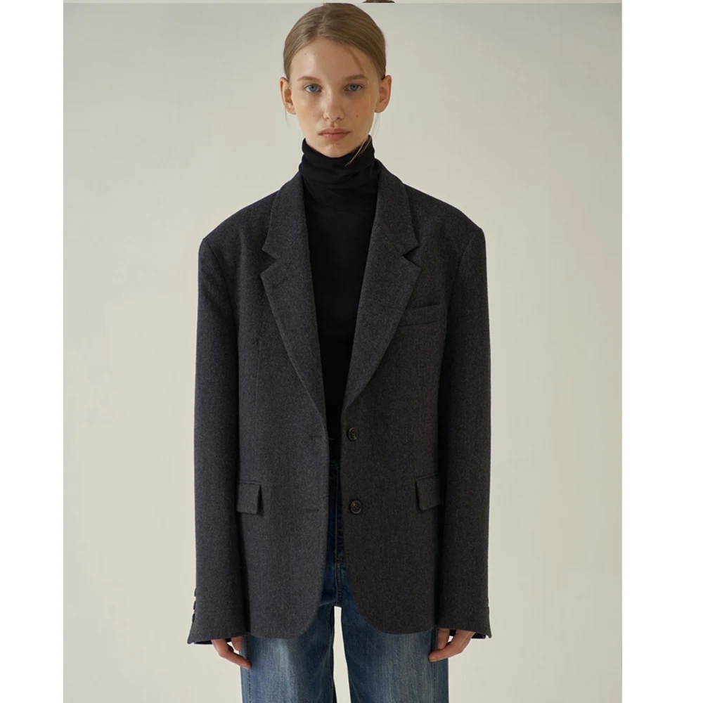 

Женский шерстяной костюм, Осень-зима 2023, новый облегающий двубортный костюм, куртка, Яркое пальто, женская одежда, блейзер