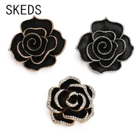 skeds elegant rose rhinestone brooches pins for women luxury crystal flower enamel brooch pin fashion wedding party accessories