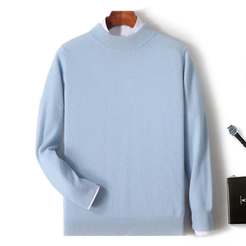 Классические мужские вязаные толстые базовые Топы с длинным рукавом и высоким