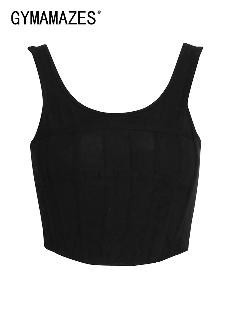 

GYMAMAZES Minimalist White Tank Tops For Women Square Collar Sleeveless Slim Vests Female 2022 Summer Fashion New Clothing Style