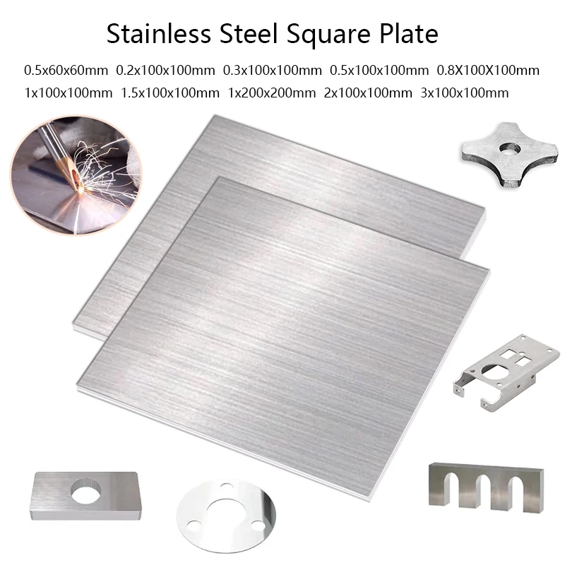 

Flat Square Stainless Sheet Plate 200x200 Thickness 100x100 Plate Polished Metal 1pcs 150x150 Brushed 0.2/0.3/0.5/0.8-3mm Steel