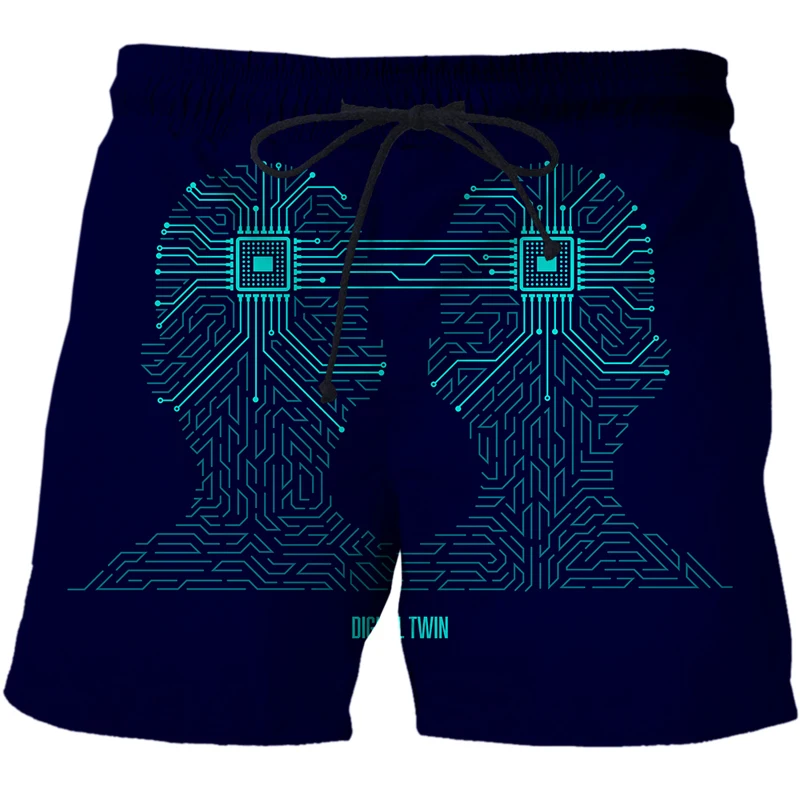 2022 AI technology cool series Streetwear Shorts Men's Drawstring cool Shorts 3D printing Loose Man Summer Shorts Casual Pants