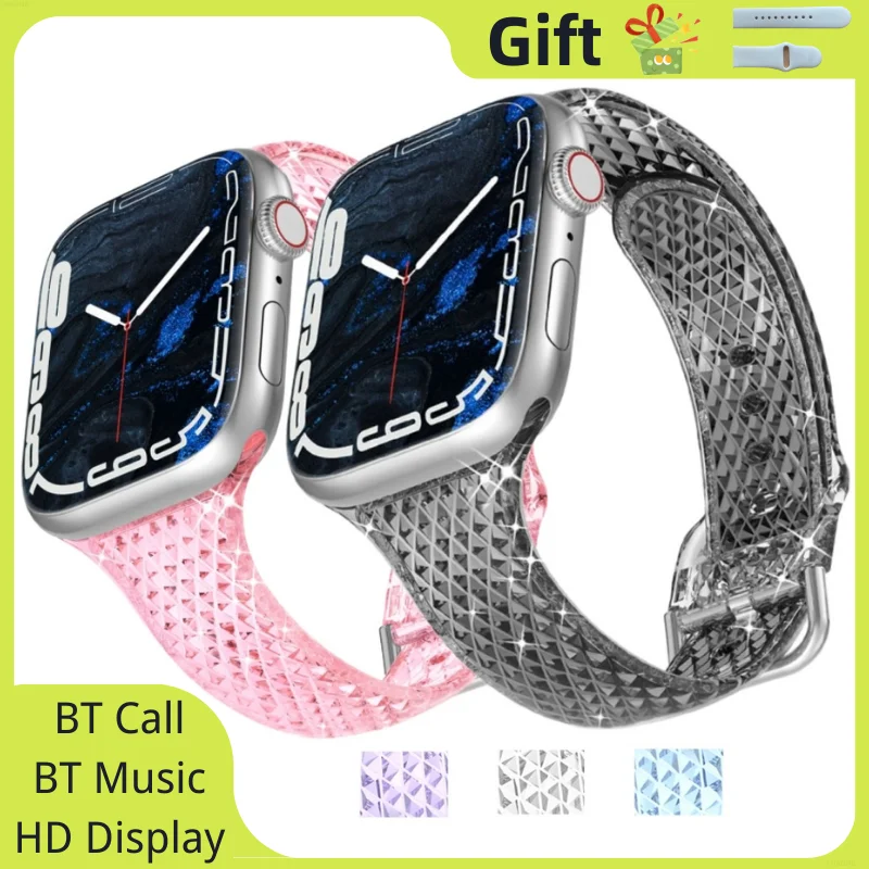 

2023 Diamond Grain Smart Watch For Men Women Sports Mode Watches Connected Wristwatch Clock Call Music Female New Original Gifts