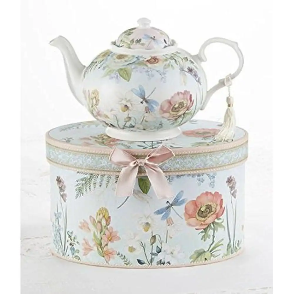 

9.5" x 5.6" Porcelain Teapot in Gift Box, Dragonfly