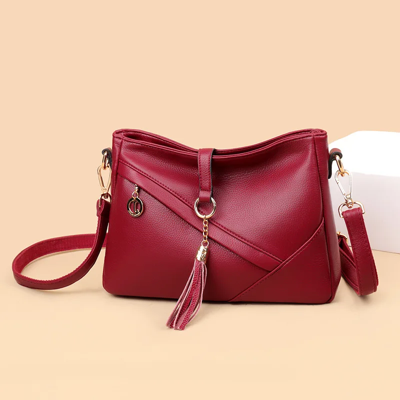 

Johnature Fashion Soft Leather Women Bag 2022 New Solid Color Casual Versatile Tassel Female Shoulder & Crossbody Bags